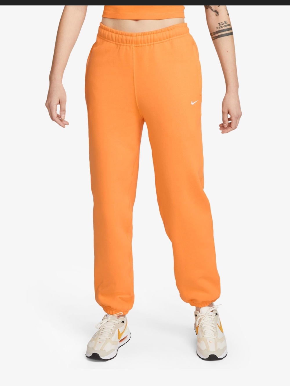 Nike fleece pants joggers size small yellow orange - Picture 2 of 5
